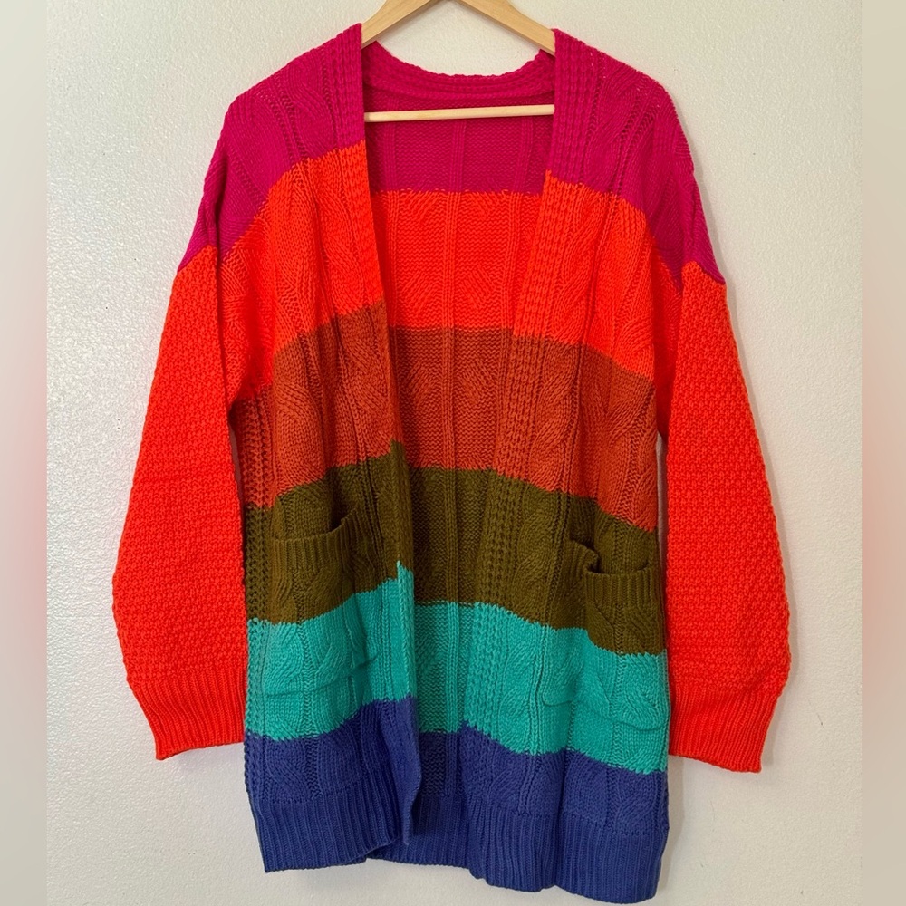 Multi Coñor Striped Cardigain